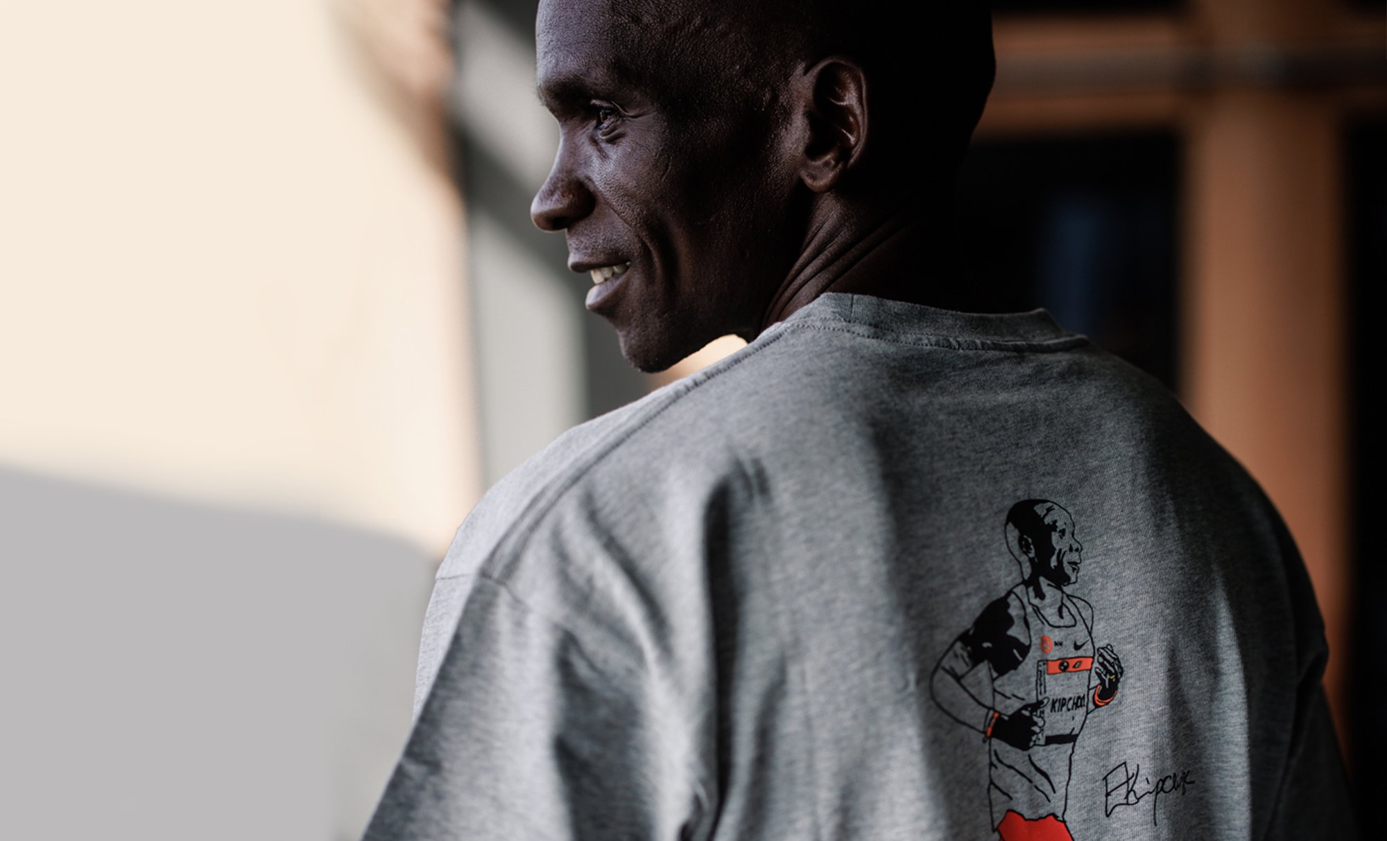Eliud Kipchoge in t-shirt Back2TheStreets campaign