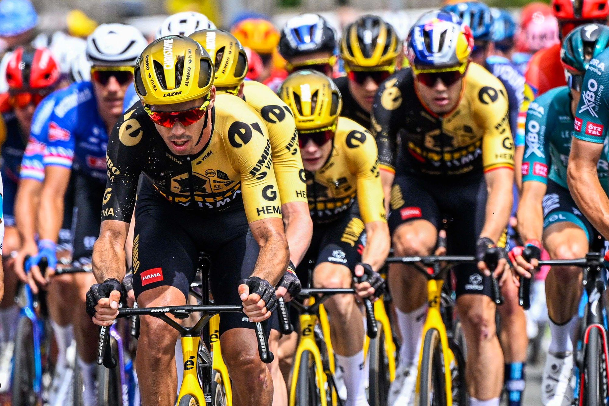 Cyclists Team Jumbo-Visma in Tour de France